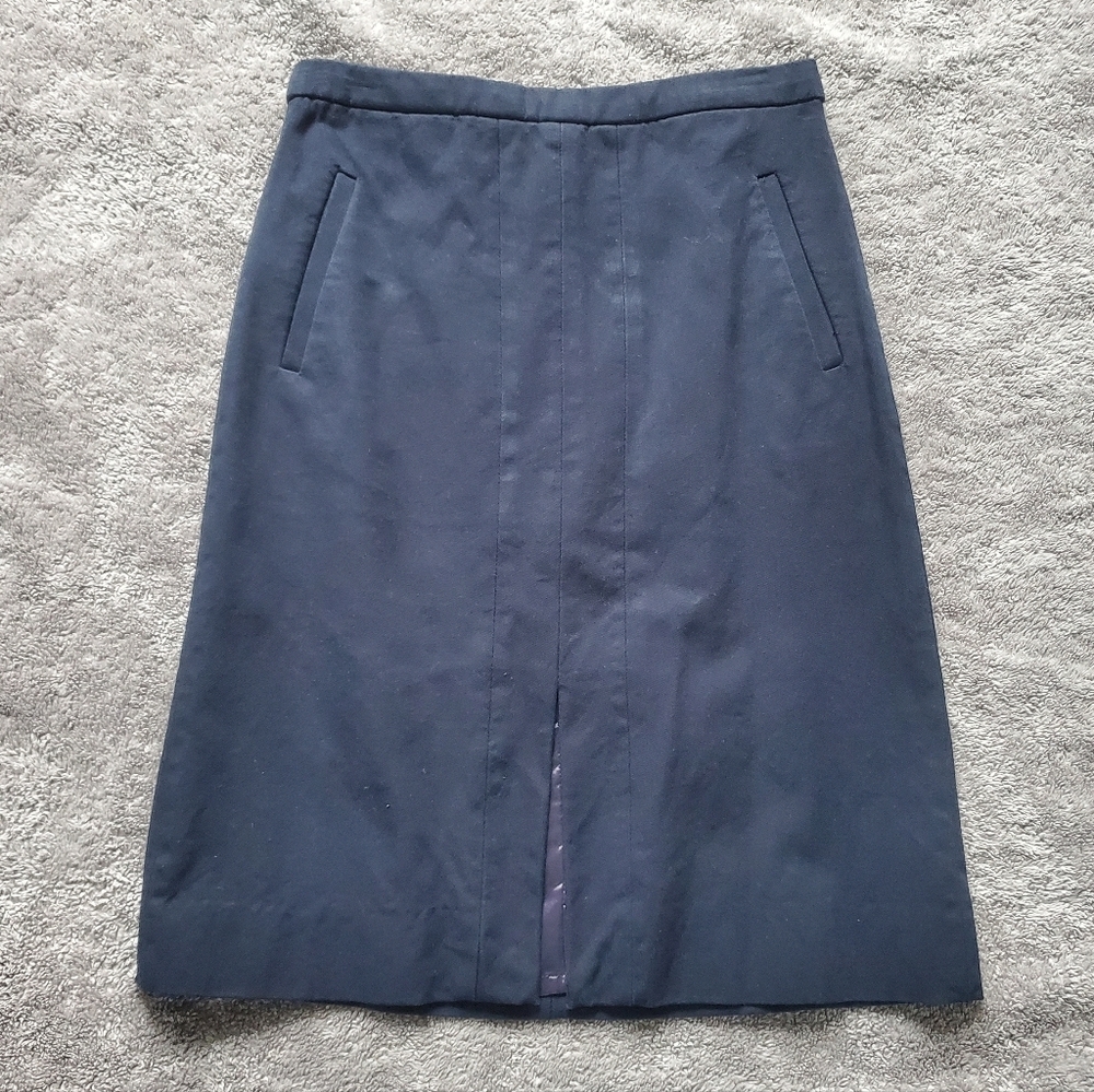J. Crew Pencil Midi Navy Skirt Size 00